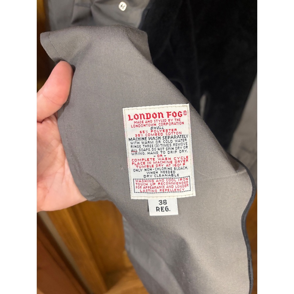 London Fog Mens Gray Trench Coat Vintage Maincoats Belted Liner 38 Reg USA Made - Picture 5 of 8